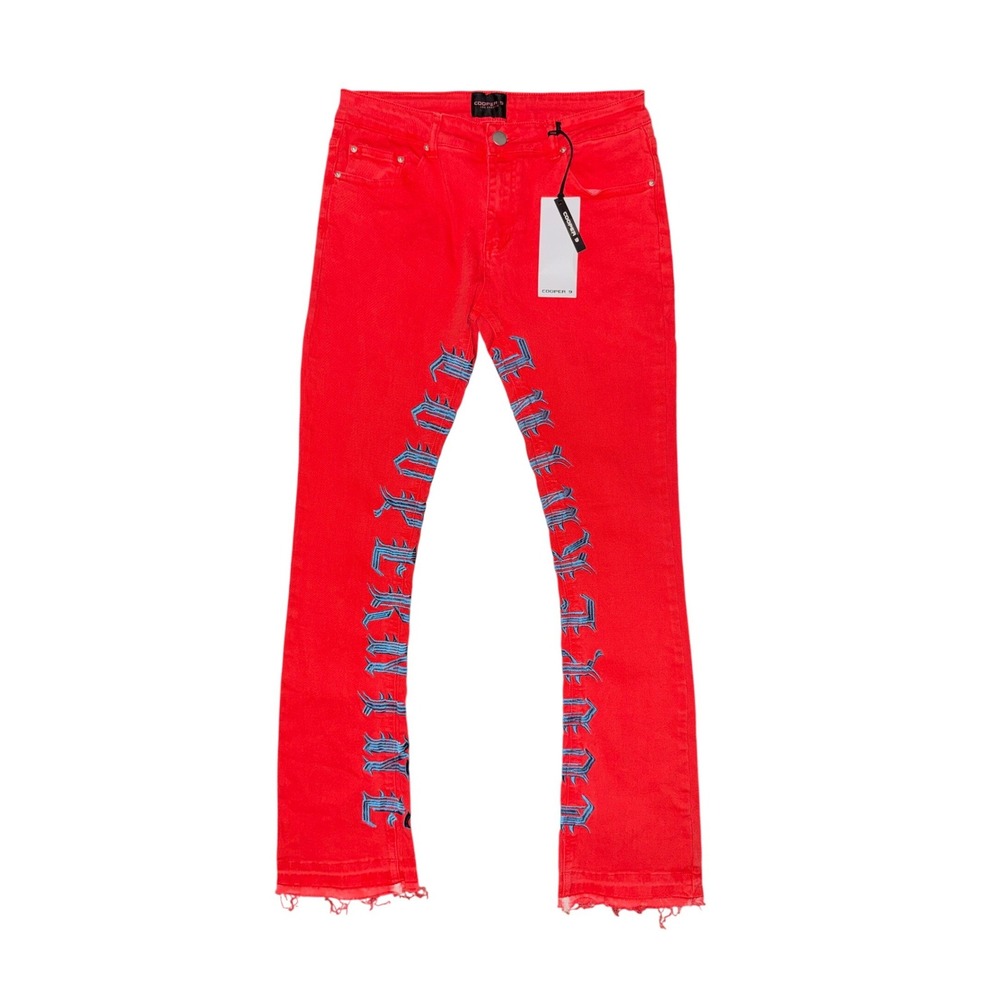 Cooper 9 Gothic Embroidered Distressed Jeans Streetwear Skater Y2K Indie Sleaze